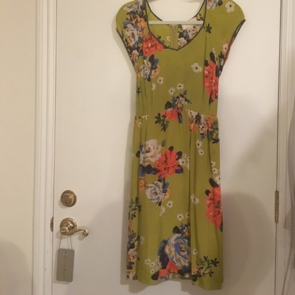Anthropologie Silk Floral Dress
